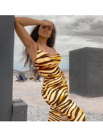 Outlet Hot style V-neck leopard print fashion Straps dress