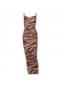 Outlet Hot style V-neck leopard print fashion Straps dress 