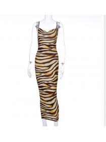 Outlet Hot style V-neck leopard print fashion Straps dress 