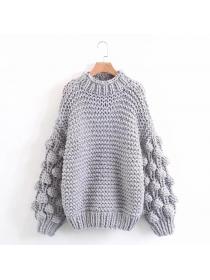 Outlet Winter fashion Hand-woven lantern sleeve pullover sweater for women