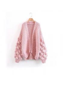 Outlet Winter fashion Hand-woven lantern sleeve hollow cardigans for women