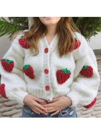 Outlet Fashion new cute stereoscopic strawberry cardigan jacket for women