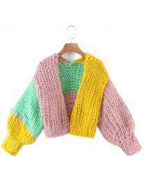 Outlet Hand-made t color sweater women's thick cardigan coat