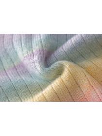 Outlet irregular gradient tie-dye rainbow sweater round-neck hollow-out pullover