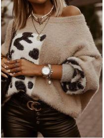 Outlet Winter new leopard-print long-sleeve sweater for women