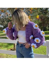 On Sale Flower Matching Short Style Knitting Coat 