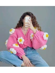 On Sale Flower Matching Short Style Knitting Coat 