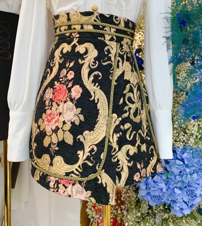 On Sale Tall Waist Jacquard  Fashion Skirt