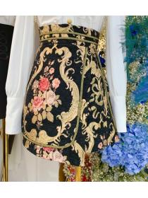 On Sale Tall Waist Jacquard  Fashion Skirt 
