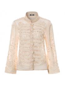 Outlet Palace vintage style long-sleeved sunproof embroidery silk short jacket 
