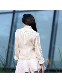Outlet Palace vintage style long-sleeved sunproof embroidery silk short jacket 