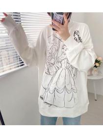 Outlet Beauty and the Beast Printed casual loose-fitting hoodie T-shirt