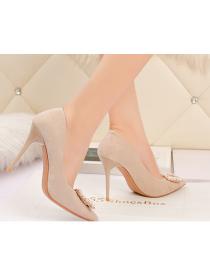 Outlet Sexy pointed high heels with shallow mouth, rhinestones , square button beaded shoes for women