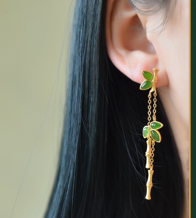 Han clothing necklace green ear-drop for women