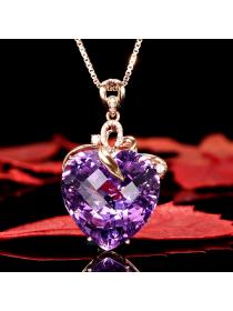 Natural colors gem luxurious heart crystal pendant necklace