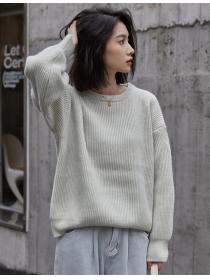 Outlet Pure Color Fashion Knitting Top 