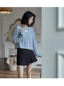 Simple Style  Pure Color Fashion Knitting Top 
