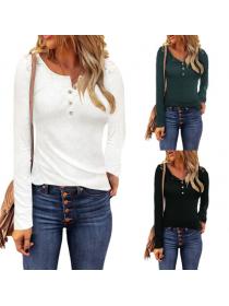 Outlet New round collar stitching lace sleeve loose long-sleeved T-shirt