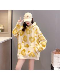 Outlet Korean style plus velvet coat hooded hoodie for women