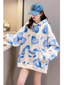 Outlet Korean style plus velvet coat hooded hoodie for women
