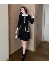 Outlet Temperament pinched waist France style slim retro dress