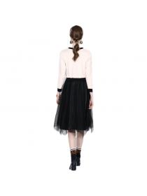 Outlet Fashion long sleeve splice gauze autumn and winter dress