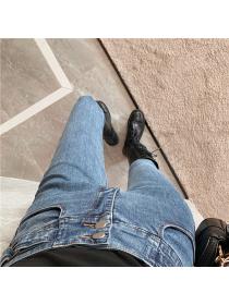 Outlet Retro high waist slim jeans temperament washed pencil pants