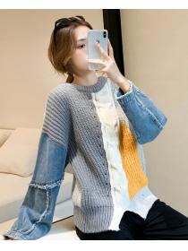 Discount Loose Color Matching Fashion Sweater 