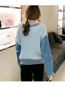 Discount Loose Color Matching Fashion Sweater 
