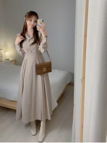 Outlet Pure slim Korean style pinched waist long dress