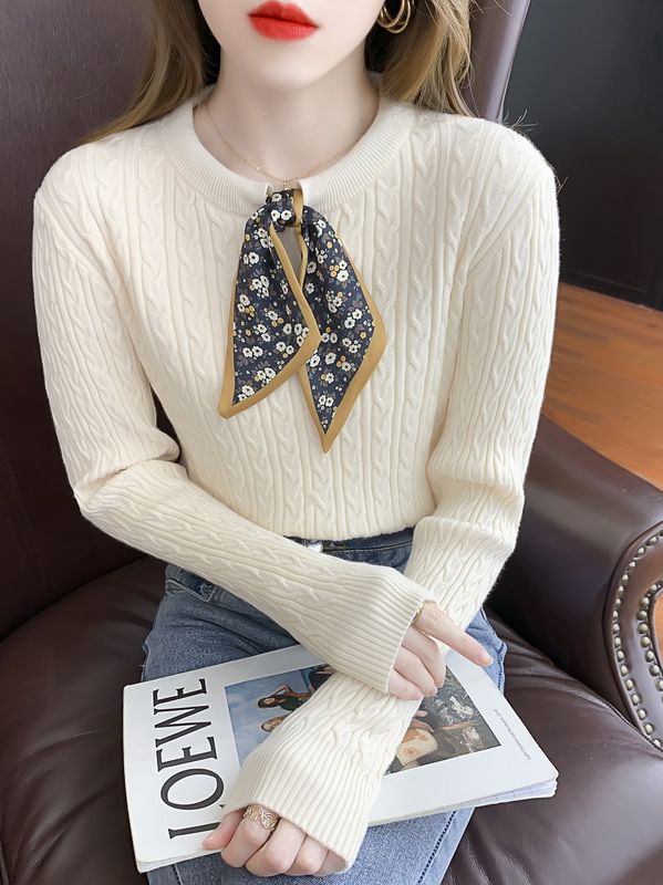 Outlet  Bowknot Matching Pure Color Fashion Top