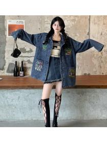 On Sale  Doll Collars Embroidery   Denim Coat 