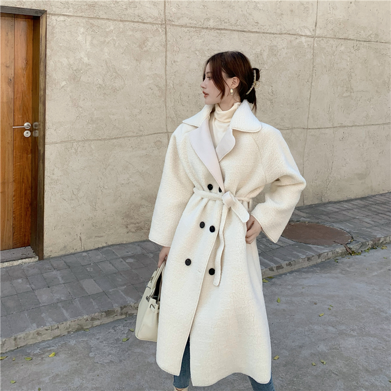 Outlet Winter long windbreaker leatherette Korean style overcoat