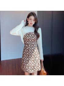Outlet Temperament sling coat Western style sweater 2pcs set