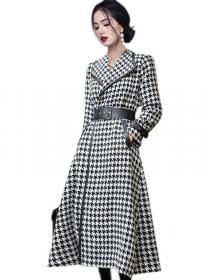 For Sale Doll Collars Show Waist Grid Printing Long Coat 