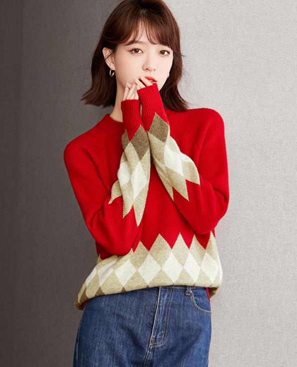 European Style Color Matching Thicken Sweater