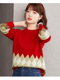 European Style Color Matching Thicken Sweater 