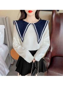 Outlet Lovely Korea 2 Colors Doll Collar Long Sleeve Knitting Tops