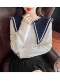Outlet Lovely Korea 2 Colors Doll Collar Long Sleeve Knitting Tops
