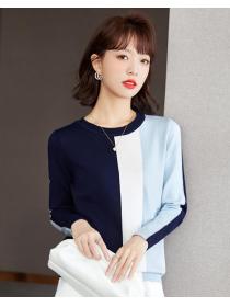 Outlet On Sale Color  Matching Knitting Fashion Top 