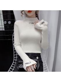 Outlet Autumn Wholesale 3 Colors Letters Embroidery Knitting T-shirt