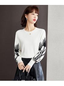 Outlet Printing Fashion Knitting Top 