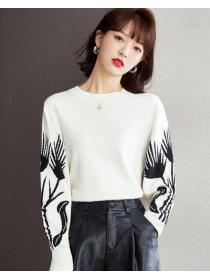 Outlet Printing Fashion Knitting Top 