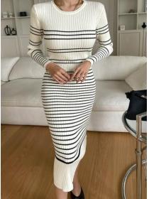 On Sale Stripe Fashion Knitting Slim Dress