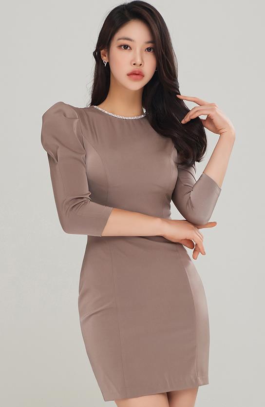 Outlet Fashion Style Sequins Matching Slim Dress