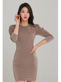 Outlet Fashion Style Sequins Matching Slim Dress