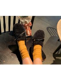 Outlet Bowknot thick soled fleece and rabbit hair warm  fashion cotton shoes