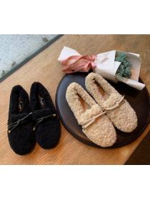 Outlet Bowknot thick soled fleece and rabbit hair warm  fashion cotton shoes