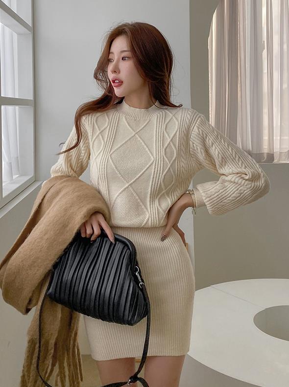 Korean Style Pure Color Slim   Knitting Dress