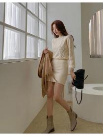 Korean Style Pure Color Slim   Knitting Dress 